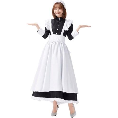 New Castle maid costume white and black castle dress cafe attendant black and white cosplay costume womens skirt halloween stag