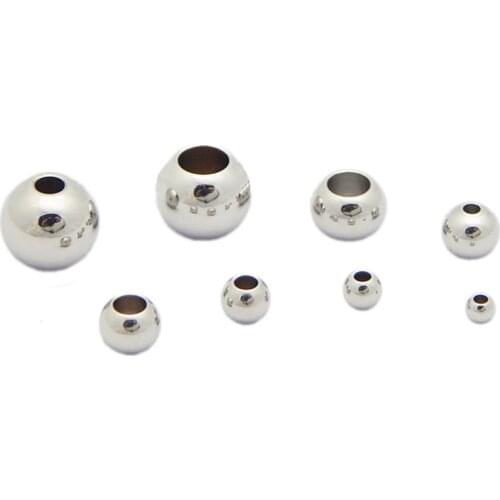 20pcs/lot Stainless Steel Round Ball Beads Silver color 2 3 4 5 6 7 8mm with Large Hole European Space Beads for DIY Jewelry
