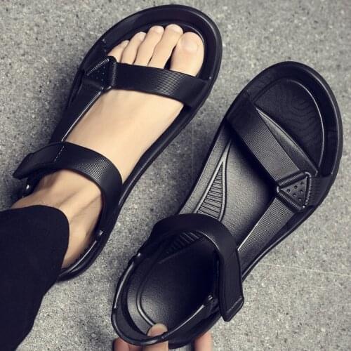 Summer Mens Sandals 2021 New Trendy Non-slip Soft Sole All-match Beach Shoes Male Soild Black Casual Sandals for Men Fashion