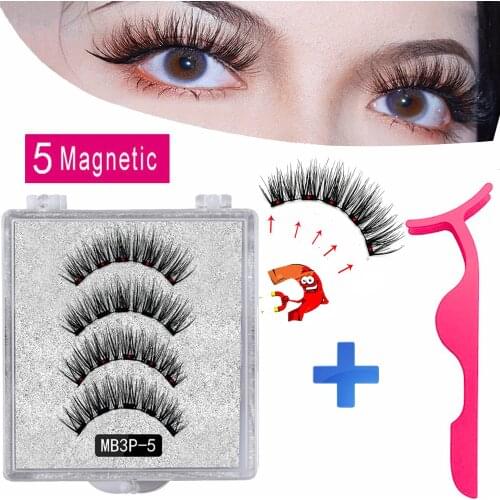 MB New 5 Magnetic Eyelashes Extension Natural False Eyelashes On Magnets Reusable 3D Mink Fake Eye Lashes faux cils magnetique