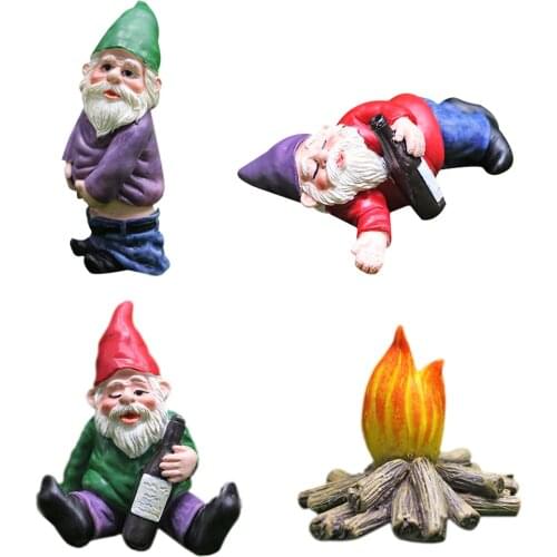 Mini Dwarf Gnome Statue Garden Courtyard Ornaments Fairy Resin Micro Landscape Outdoor Miniature Elf Figurines Handicraft