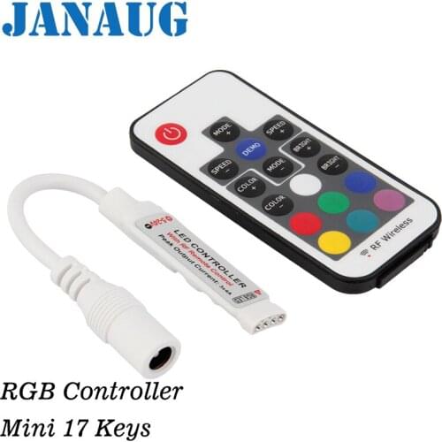 Mini Led RGB Remote Controller DC5-24V 17key RF Wireless Controller with 4pin female DC For 5050 12A RGB Led Strip Tape Lighting