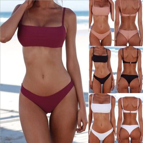 New Solid Sexy Bikini Set Women Swimming Suit Fashion Swimsuit Two-Piece Swimwear Bathing Suit Female Biquini Plus Size S-XL