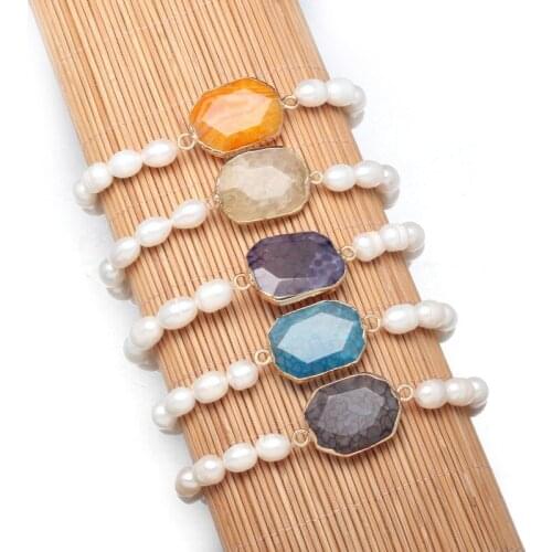 New Freshwater 100% natural white pearl bracelet zinc alloy jewelry provides the best birthday gift for women Size 19cm