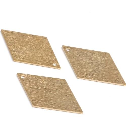 Raw Brass Rhombus Textured Charms, Rhombus Shaped Connector with 1 Holes,Pendants Findings,Fit For DIY Necklace,-RB1179
