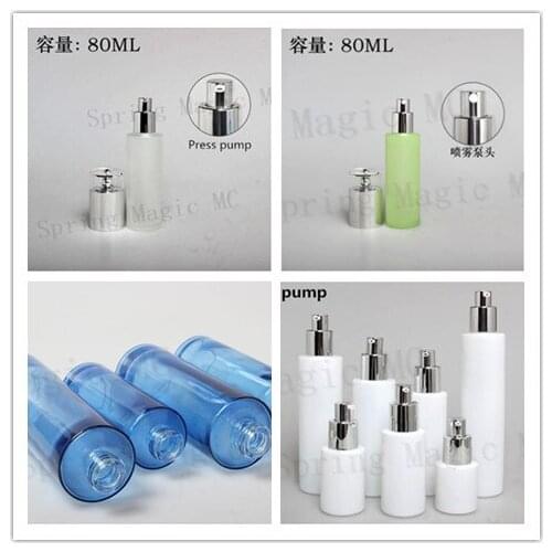 80ML empty Glass Bottles With Drop Of Wate Shiny Silver Lid For Lotion Perfume Foundation packing empty Refillable bottle