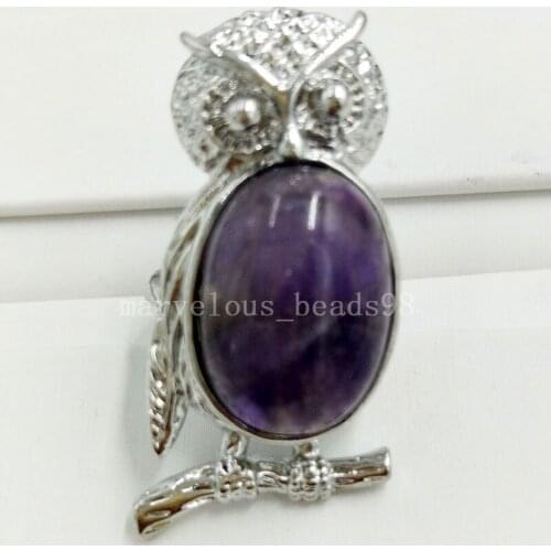 Free shipping Fashion Natural Purple Crystal Owl Art Ring 7~12" (us) adjust MC5633