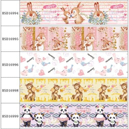 HuangTao 22MM 25MM 38MM 50MM 75mm Printed Pattern on Grosgrain Ribbon for diy ribbon