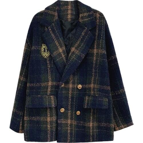 Woolen coat female autumn and winter new loose retro chic thickened college wind short woolen coat women coats