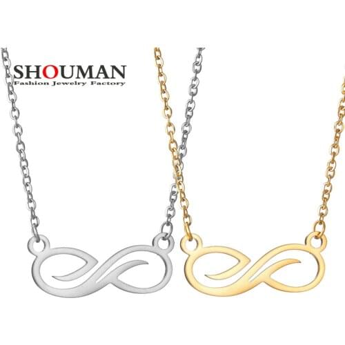 SHOUMAN Stainless Steel Flame Infinity Pendant Necklace Party Gift bijoux Edge Polished for Women Girls Fashion Jewelry