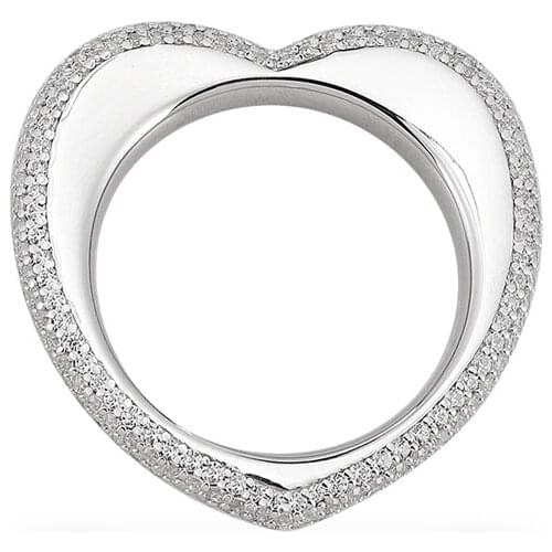 SLJELY Luxury Brand Real 925 Sterling Silver White Love Heart Geometric Finger Ring Paved Cubic Zirconia for Women Fine Jewelry