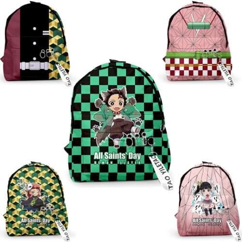 Demon Slayer Bag Nezuko Kamado Tanjirou Tomioka Giyuu Cosplay Schoolbag 3D Printing Student Anime Backpack For Men Women