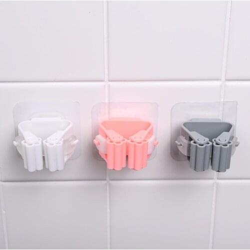 Bathroom Wall Mounted Mop Arrange Stand Broom Hook Storage Rack Clips Organizers Seamless Fastening Mop Hook Kitchen Tools