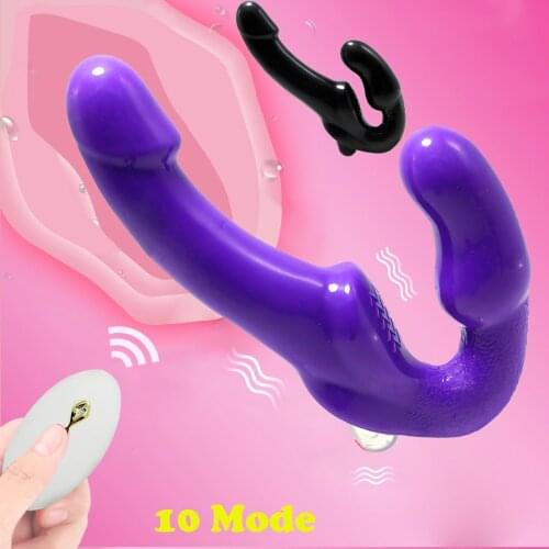 Strapless Strap-on Dildo Vibrator for Couples Strapon Double Head Vibrators Wireless Remote G-spot Vibrator Sex Toys for Women