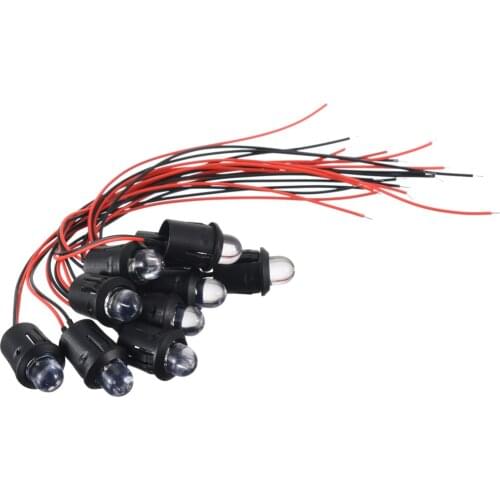 10pcs Ultra Bright LED Water Clear Bulb 12V 10mm Pre-Wired Constant Bulbs 4 Colors