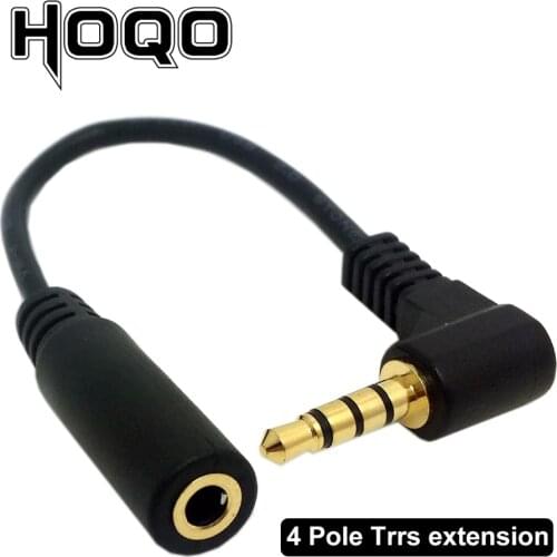 10cm 3.5mm 4 Pole 90 Degree Jack TRRS Extension Adapter cable Right Angle 3.5 mm 4pin male to female extender Stereo Aux Audio