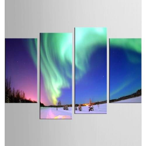 4 sets of amazing Arctic light canvas painting mural art decoration home decoration canvas printing works XL-FJ200-1