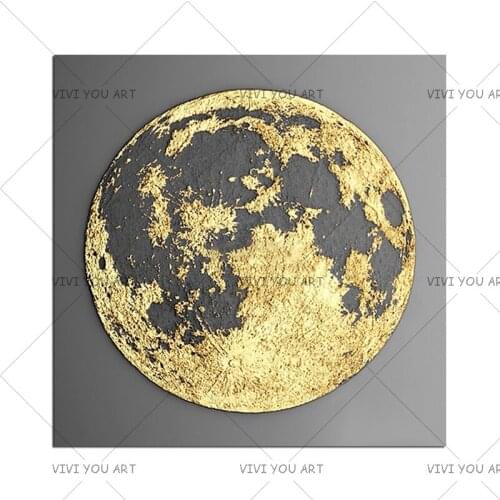 Gold art abstract globe painting on canvas cuadro decoraction thick texture original wall art picture for living room home decor