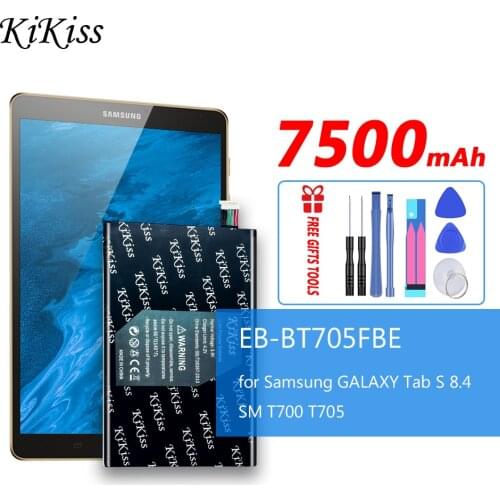 Original KiKiss Battery For Samsung GALAXY Tab S 8.4 SM T700 T705 Tablet Battery 7500mAh EB-BT705FBC EB-BT705FBE SM-T700