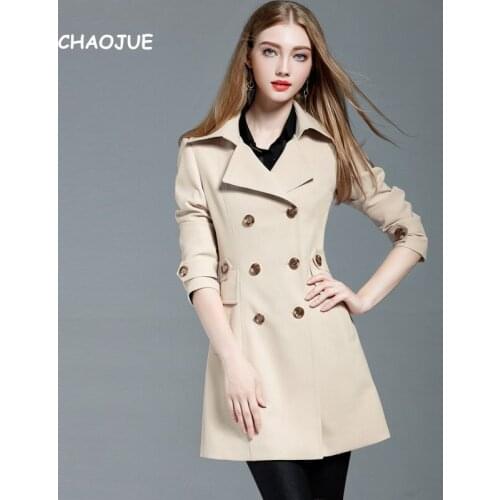 CHAOJUE Free Shipping Womens Coat 2018 Fashion Slim Fit Trench Europe Brand Girls Knit Pink Pea Coat Top Quality Medium Outwear