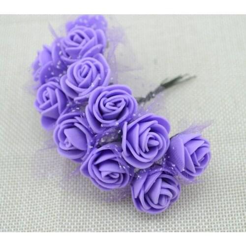 Mini Foam Roses Artificial Flowers Home Wedding Car Decoration Fake Rose Flowers for Needlework Bouquet Multicolor
