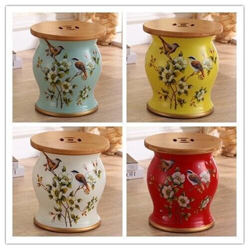 Ceramic stool Flower Bird Bamboo And Wood Ceramic Drum Home Craft bathroom porcelain ceramic stool