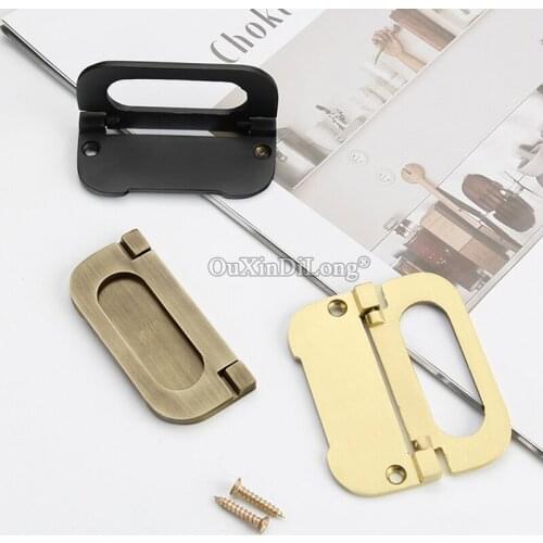 2PCS Pure Brass Invisible Furniture Handles Drawer Pulls Cupboard Wardrobe Kitchen Shoe TV Wine Cabinet Pulls Brass/Black/Bronze