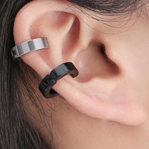 Korean men and women retro fashion punk stainless steel clip-on earrings without pierced earrings jewelry brand free shipping