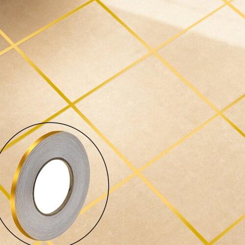 50M/Roll Home Decor Gap Sealing Foil Tape Waterproof Gold Silver DIY Copper Foil Strip Wall Sticker Floor Seam Sticker 0.5CM 1CM