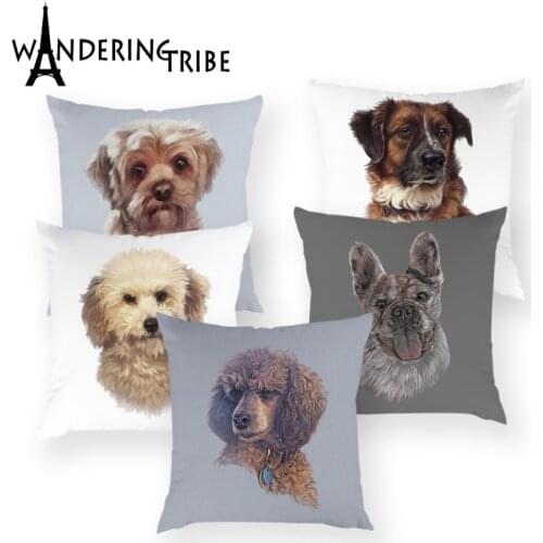 Cute Boston Terrier Cushion Covers Cartoon Animals Home Decor Pillow Case Cat Dog Bed Cushions Cover Print Pillow Cases Cojines