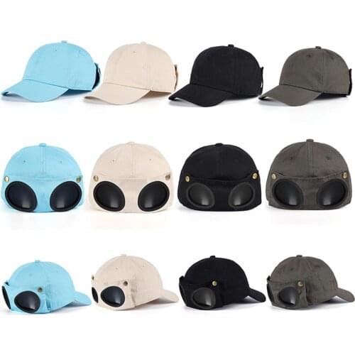 Fashion Unisex Pilot Glasses Hat Hip Hop Baseball Cap Outdoor Sunscreen Sunhat Breathable Sport Sun Visors