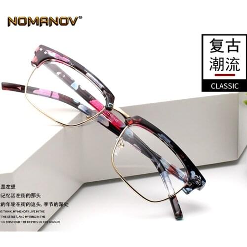 Fashion Plate Retro Square Frame Custom Made Prescription Optical Lenses or Photochromic Gray / Brown Lenses 0 -0.5 -1 To -6