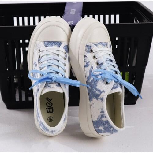 Fashionable Personality Big Toe Canvas Shoes Female Cherry Blossom Gradient Thick Sole Shoes All-match Comfortable Womens Shoes