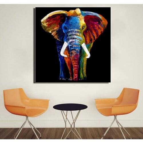 MUTU Art Colorful Elephant Canvas Painting For Living Room Wall Decor Posters and Prints Animal Picture Wall Art Drop Shipping