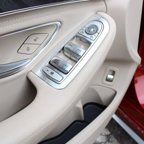 Alumium Alloy Car Door Window Button Cover Trim For Mercedes Benz C Class W205 2015 2016 Accessories Car Styling