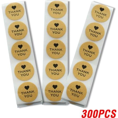 Thank You Stickers With Heart Kraft Paper 50-500pcs Appreciation Tag Labels for Business Bag Seal Wedding Party Decoration