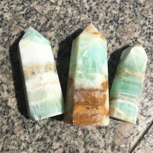 Natural Caribbean Calcite Quartz Crystal Point Blue Aragonite Single Terminated Tower Chakra Healing Gemstone Home Decor 1pc