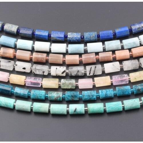 Natural Lapis Aqumarines Stone Column Nugget Loose Beads Necklace Findings,Cut Gemstones Chip Spacer Beads DIY Jewelry Making