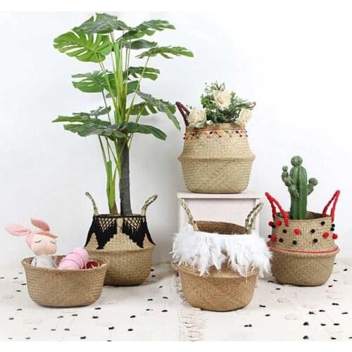 New Arrival Seagrass Wickerwork Basket Rattan Hanging Flower Pot Dirty Laundry Hamper Storage Basket Free Shipping