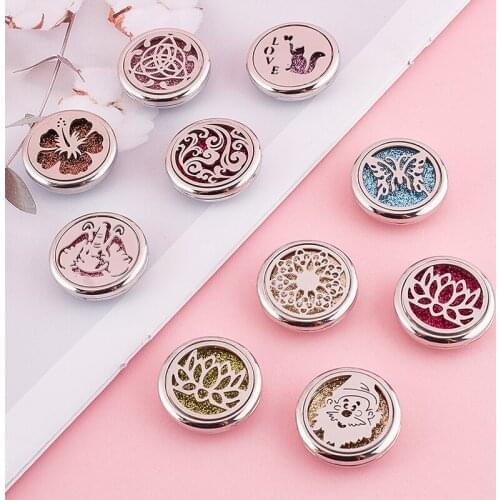 Nieuwe Rose Gold Aromatherapie Auto Parfum Diffuser 30Mm Magnetische Aroma Diffuser Medaillon Auto Luchtverfrisser Vent Clip