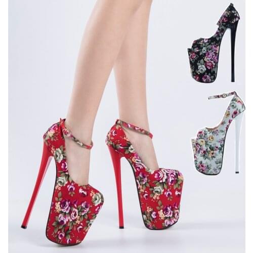 New style Mixed colors Retro Pumps 19CM/22CM Nightclub Stripper Show stripper heels Flower Platform Elegant Mature Sexy Show