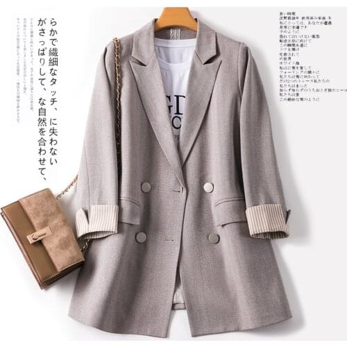 New Women Blazer Elegant Business Suits Spring Autumn Office Lady Outerwear Female Casual Double Breasted Blazers high quality