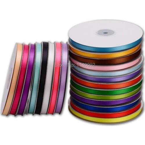 Solid color 6mm satin ribbons belt gift packing wedding decoration 25 yards a roll 20 rolls min order mixed colors available