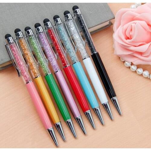 Wholesale 500PCS/LOT Party Favor Gift Colorful Crystal Pens Metal Ballpoint Pen Customized LOGO