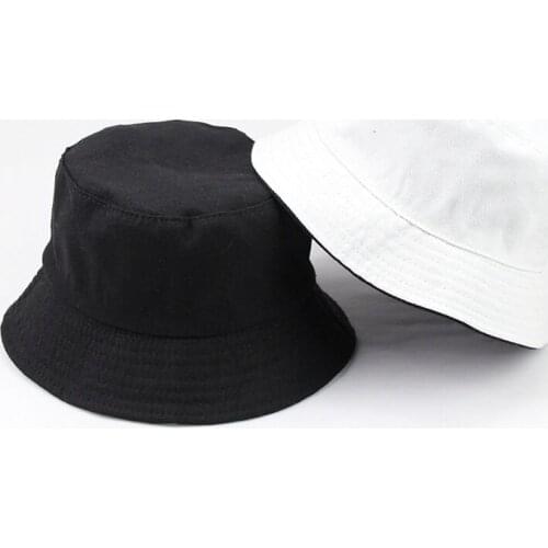 Cotton Solid Color Black and White Bucket Hat Fisherman Hat Outdoor Travel Hat Sun Cap Hats for Men and Women 28