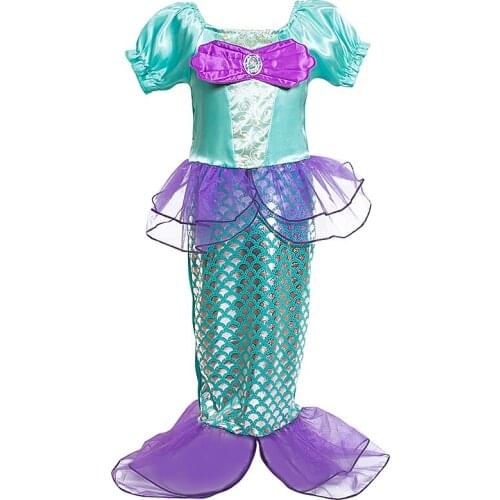New Girl Mermaid Sheath Dress with Pearl Children Christmas Little Mermaid Ariel Role Playing Costume Carnival Child Party Dress