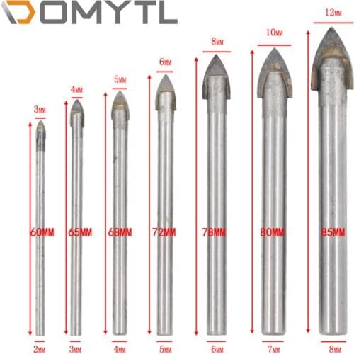 Natural Color Triangle Drill Tile Drill Bits Round Shank Word Reaming Bit Tool 3,4,5,6,8,10,12mm