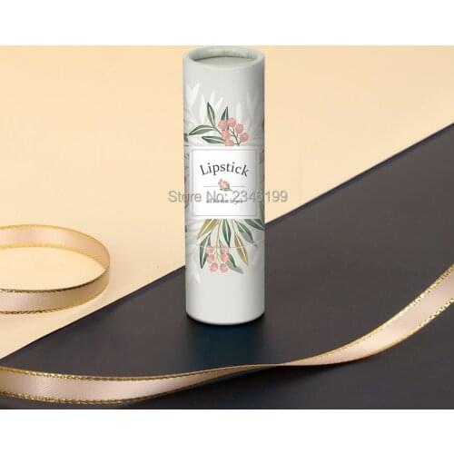 Empty Lipstick Tube 12.1mm Grayish whit Flowers Lipbalm Tube Empty Cosmetic Container Flowers Papery Lipstick Container 50pcs