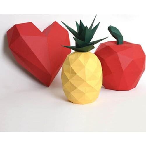 DIY Apple Model 3D Papercraft Fruit Pineapple Apple Decoration For Home/Wedding/Party