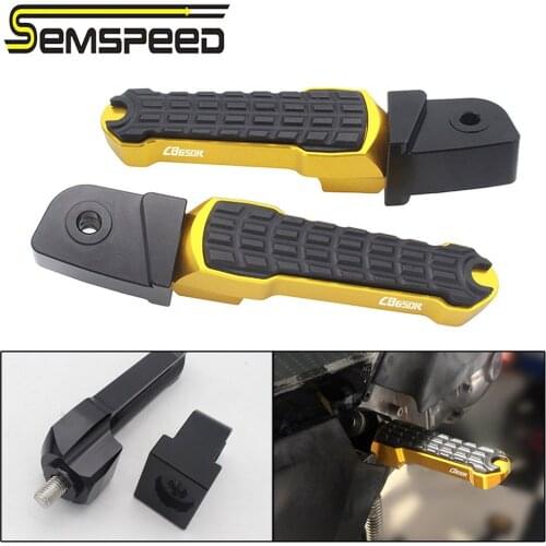 SEMSPEED CB650R Logo Rear Pedal Motorcycle Part CNC Aluminum Alloy Left Right For Motorcycle for Honda Scooter Trolley Foot Rest